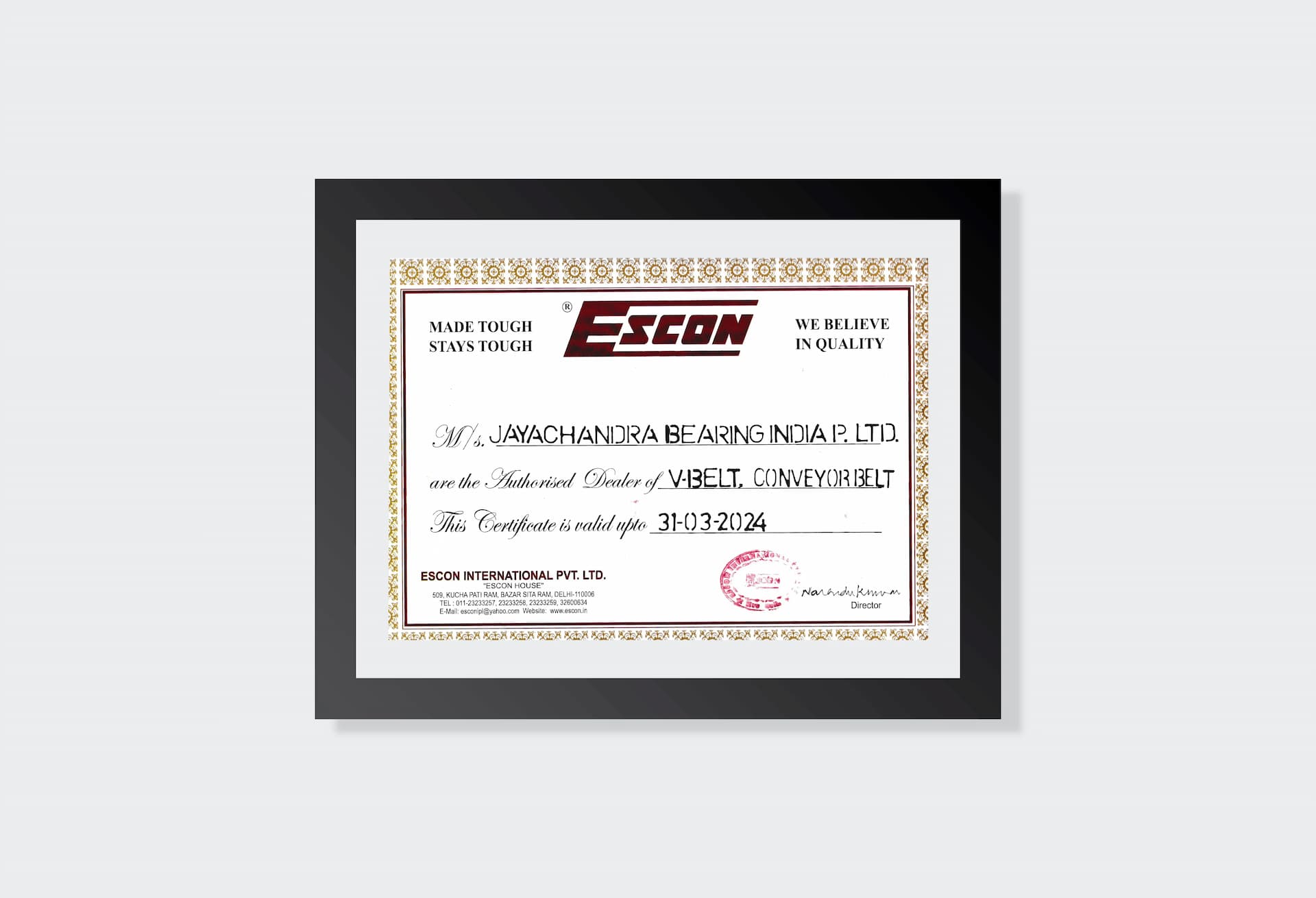 Belts Authorization Certificate
