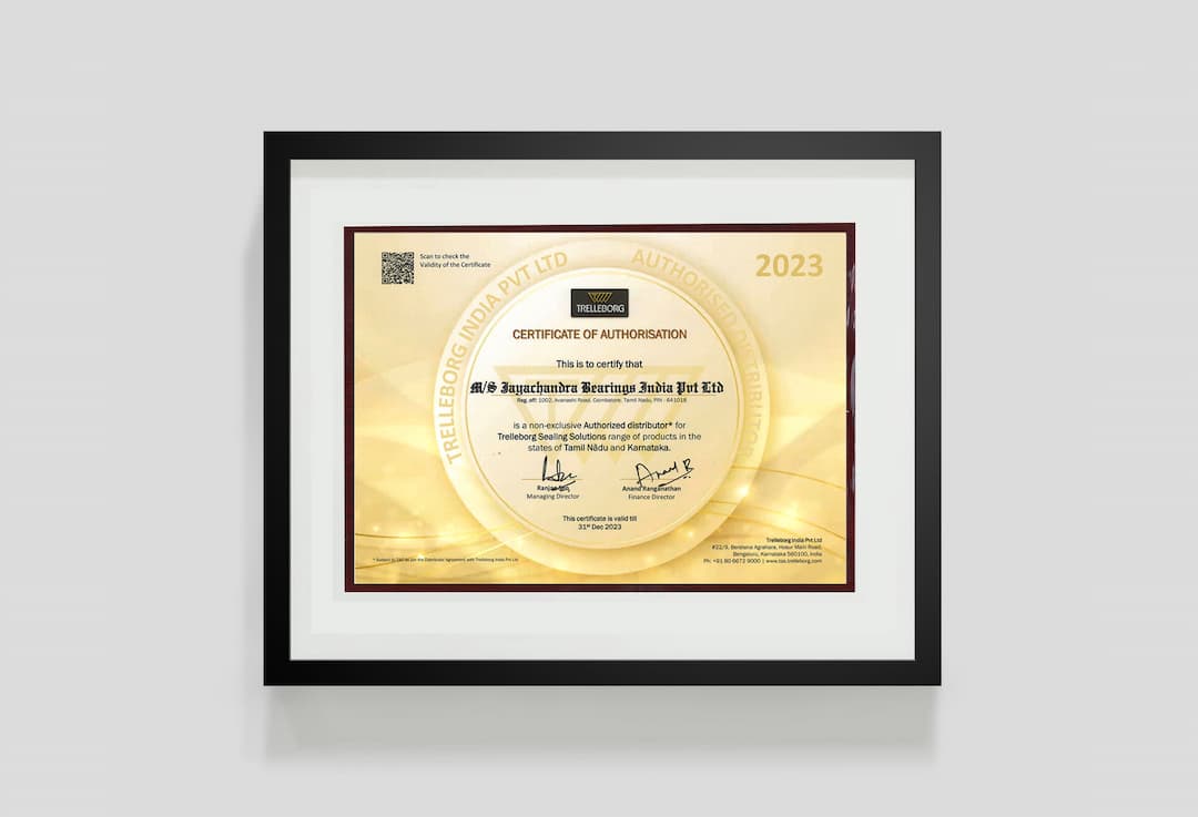 Trelleborg Sealing Solutions Distributor Certificate